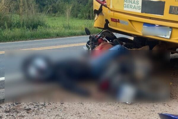 Motociclista de 78 anos morre após colisão com ônibus escolar na rodovia entre Coimbra e Ervália