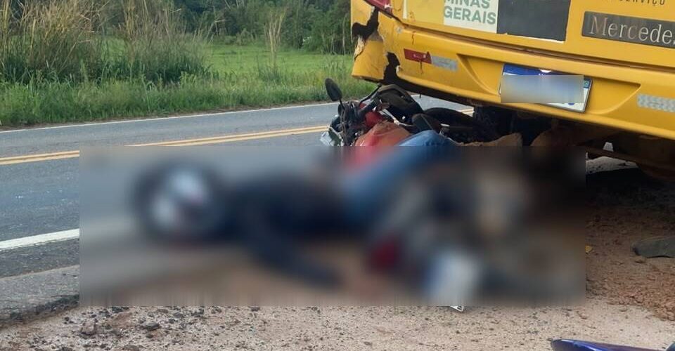 Motociclista de 78 anos morre após colisão com ônibus escolar na rodovia entre Coimbra e Ervália